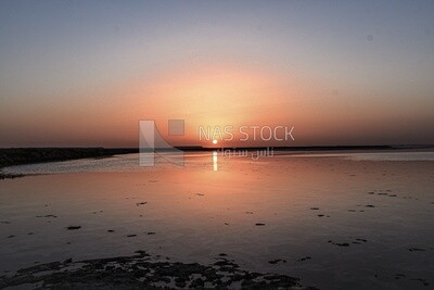 Landscape of sunset over one of the lakes of Siwa Oasis, Egypt