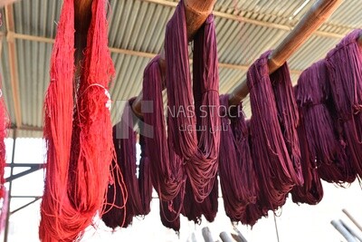 Group of red and purple threads