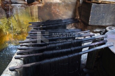 Group of threads dyed black