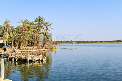 Beautiful view of fatnas island in siwa ,egypt
