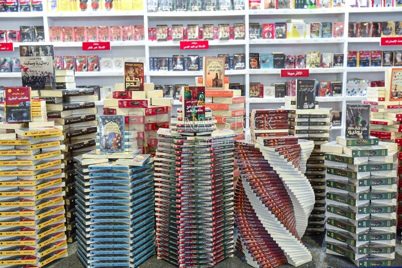 A scene for a collection of novels and books at the book fair