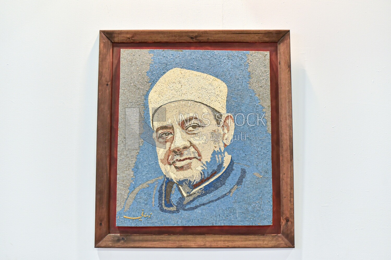 Portrait for Sheikh of Al-Azhar hanging in the book exhibition