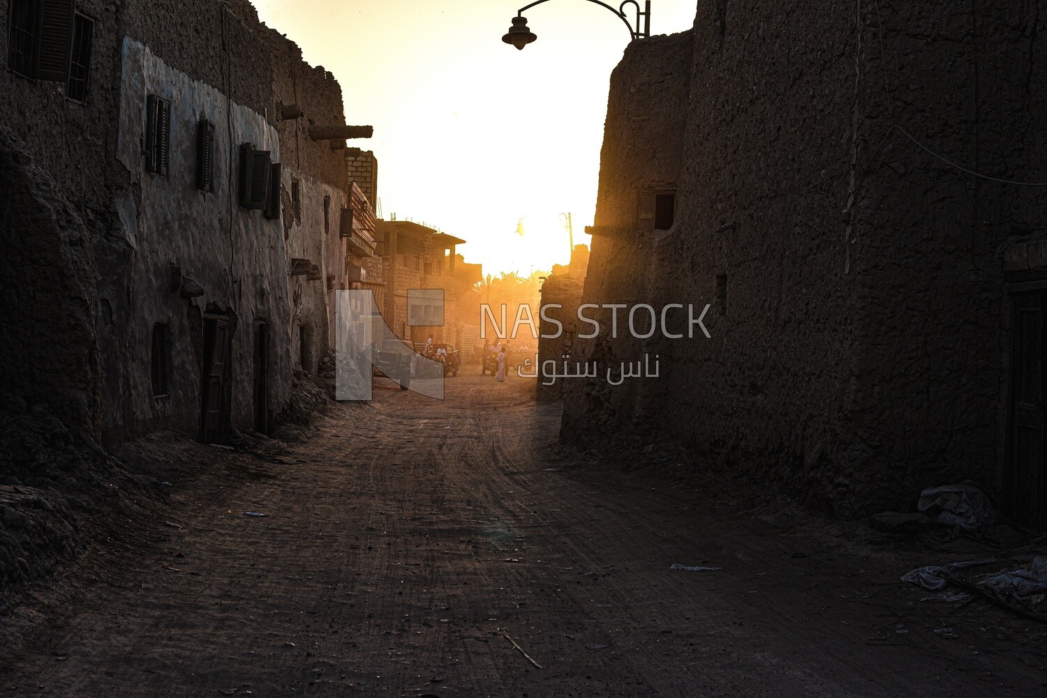 Sunset on one of the streets of Siwa in Egypt