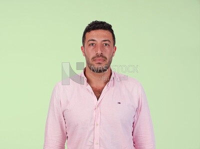 Portrait Of Handsome man Standing, Smiling Man, Wearing Casual Clothes Posing In a Light Room Interior, Smiling At the Camera