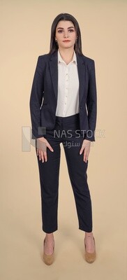 Photo of a businesswoman standing, meeting at the workplace, discussing work tasks, taking notes on the board