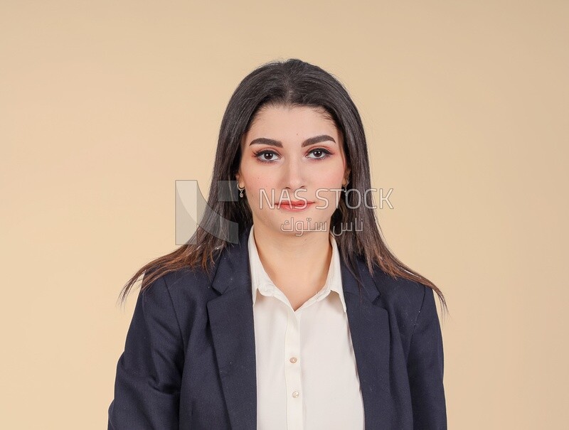 Portrait of a businesswoman standing, meeting at the workplace, discussing work tasks, taking notes on the board