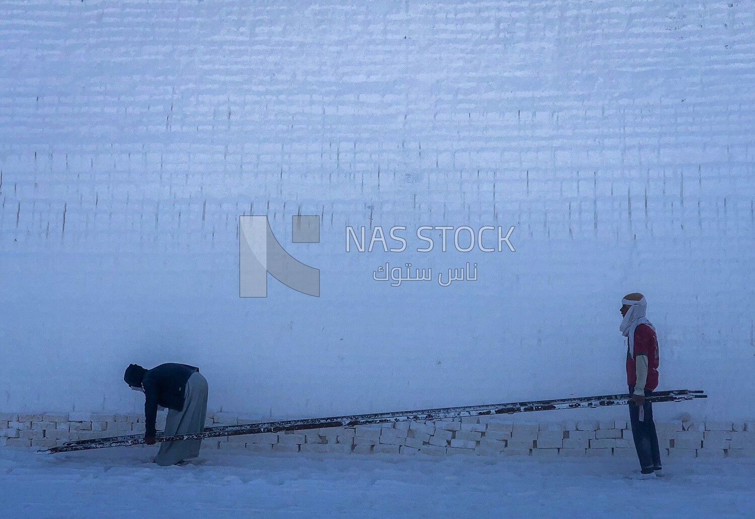 A scene of the last stage in the white brick industry, which is the assembly stage