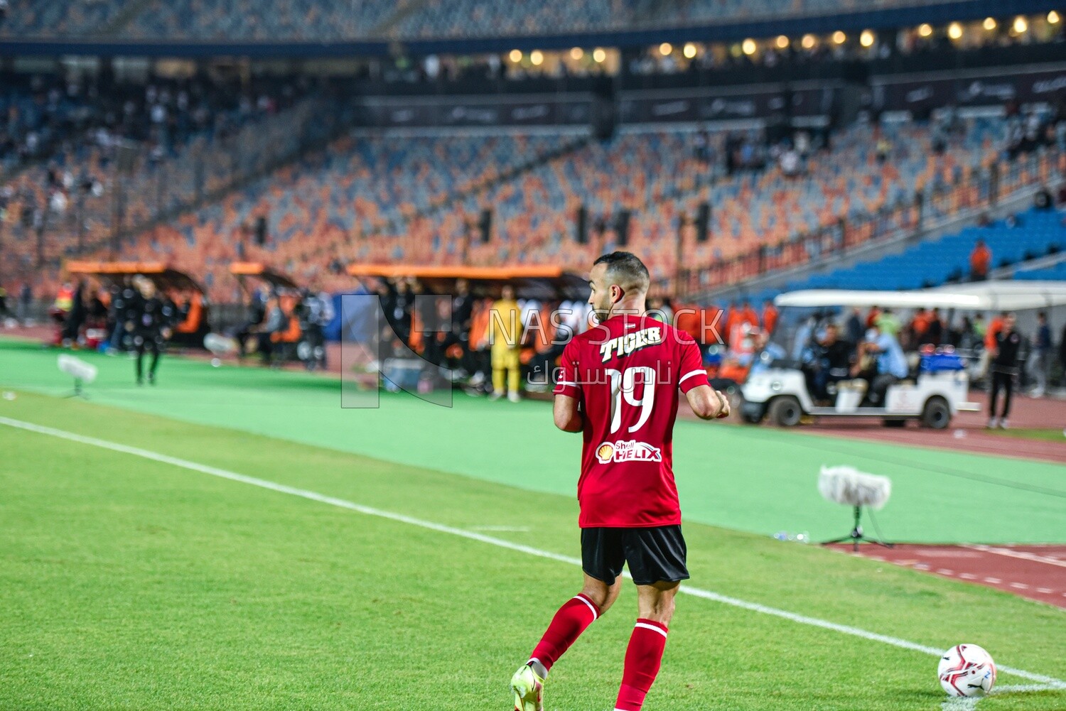 Football player getting ready for a corner kick