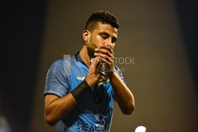 Goalkeeper on the field catching his breath