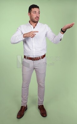 Portrait of a man wearing formal wear with gestures hands, business development and partnerships, business meeting, Model