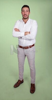 Portrait of a handsome man standing wearing formal wear with crossed hands, business development and partnerships, business meeting, Model