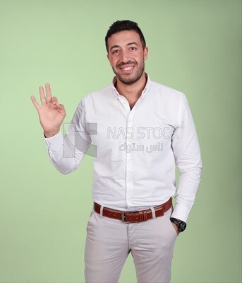 Portrait of a man wearing formal wear with gestures hands, business development and partnerships, business meeting, Model
