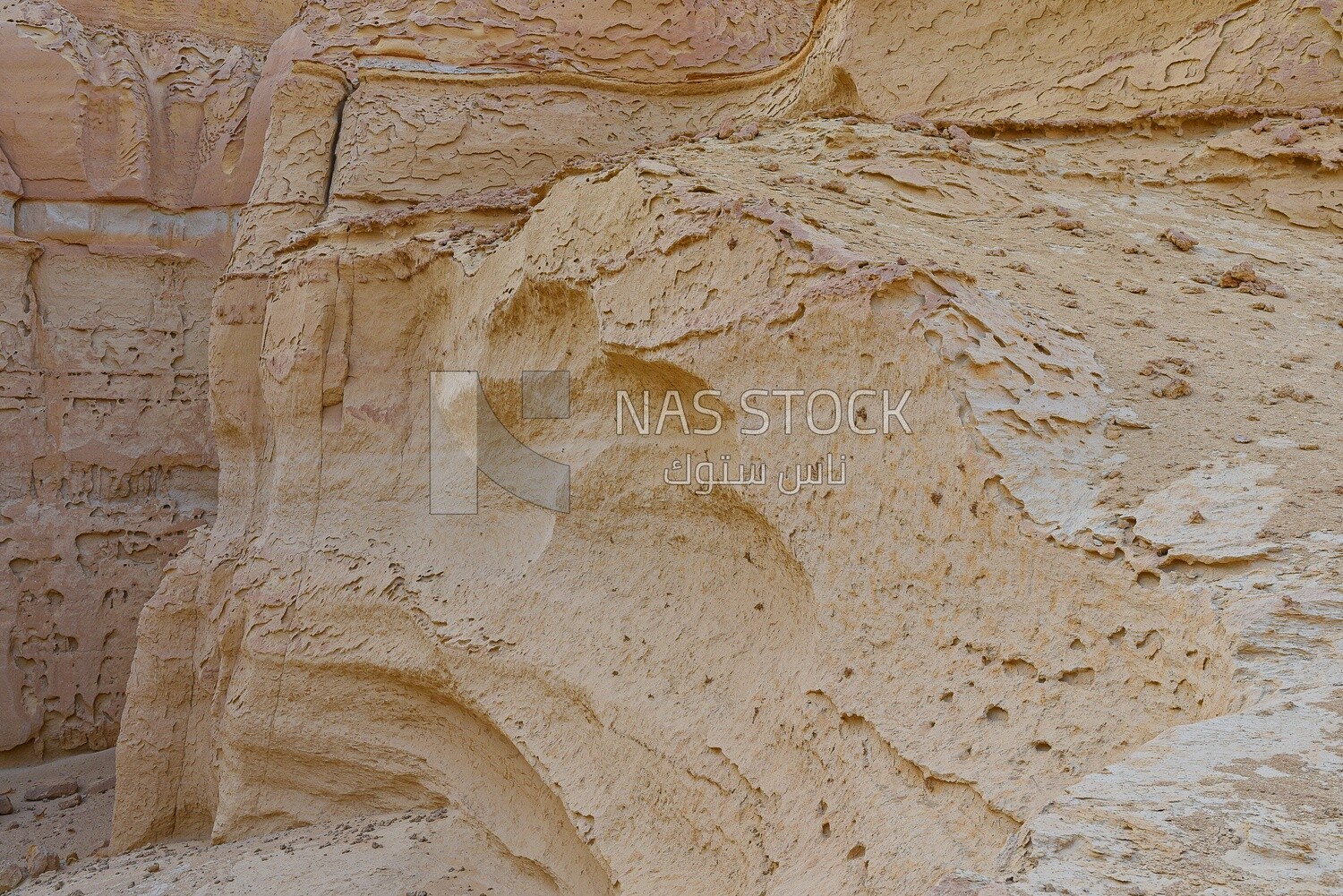 Close-up view of a mountain inside Wadi El Hitan, Egypt