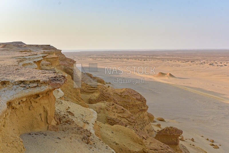 View of the desert mountains in Wadi El Hitan, Egypt