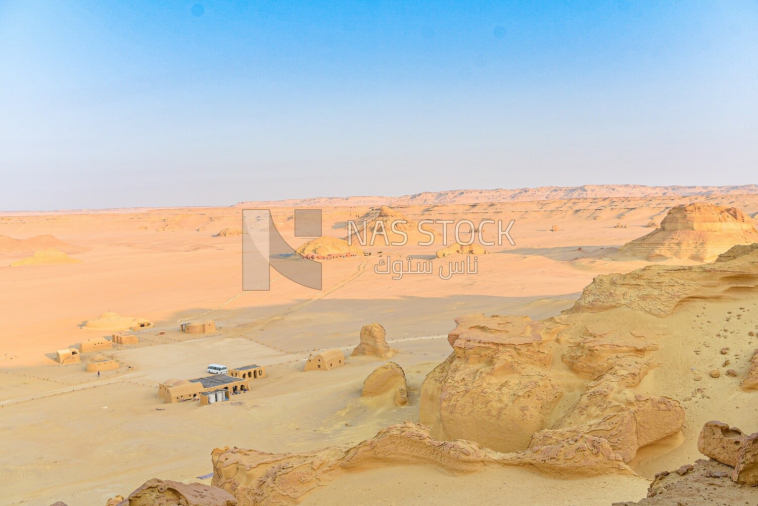 A scene of a Bedouin house in the Wadi Hitan desert in Egypt
