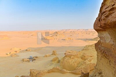 A scene of a Bedouin house in the Wadi Hitan desert in Egypt