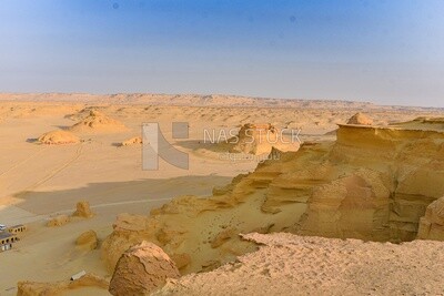 View of the desert and sand dunes in Wadi El Hitan, Egypt