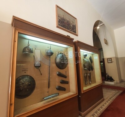 Metal shields on display at abdeen palace