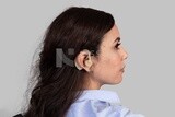 hearing aid for the hearing impaired in a woman&#39;s ear, hearing impaired headphones, Deaf and dumb