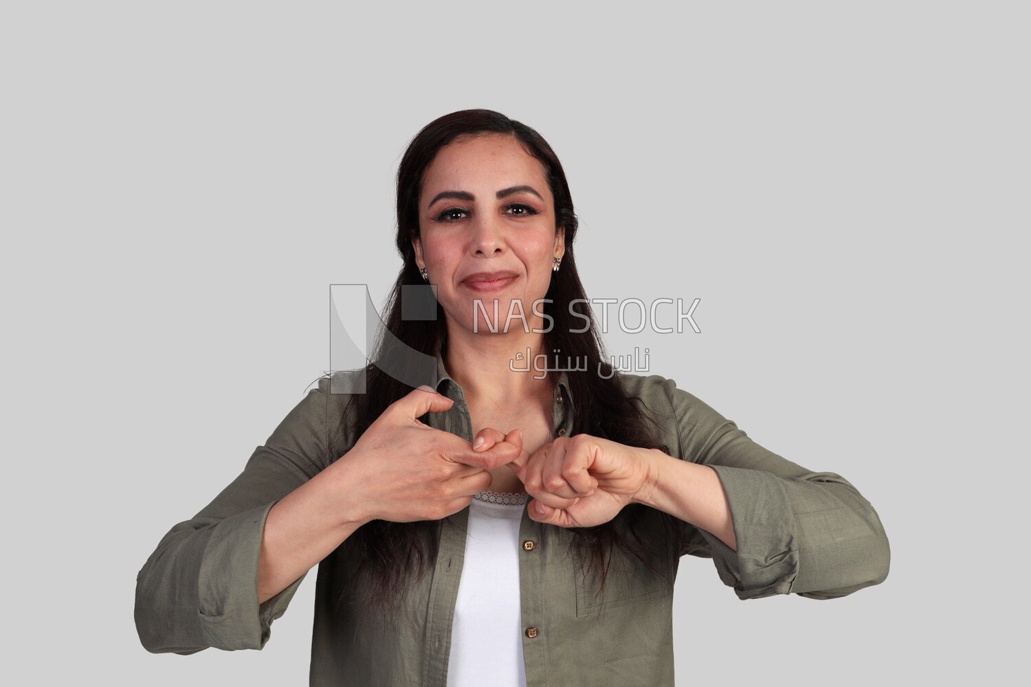 beautiful deaf young woman using sign language