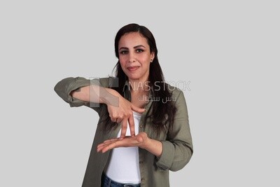woman speaking in sign language
