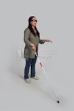 blind woman walking with a white cane, patient, medicine and health care concept, medical professions and jobs.