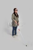 blind woman walking with a white cane, patient, medicine and health care concept, medical professions and jobs.