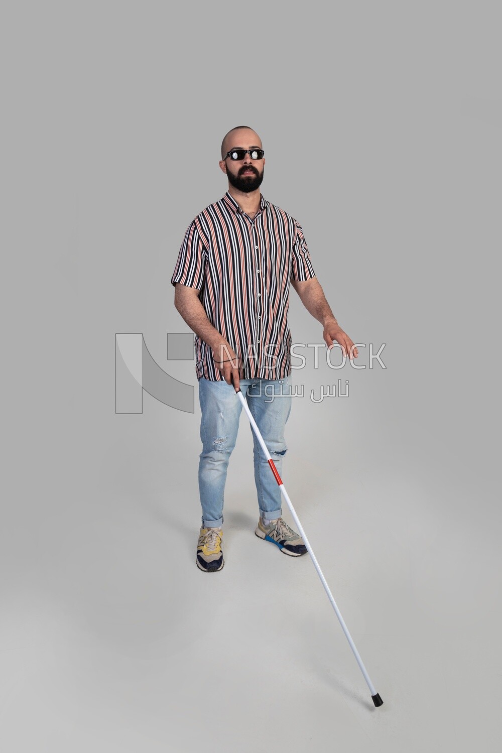 blind man walking with a white cane, patient, medicine and health care concept, medical professions and jobs, disabled people