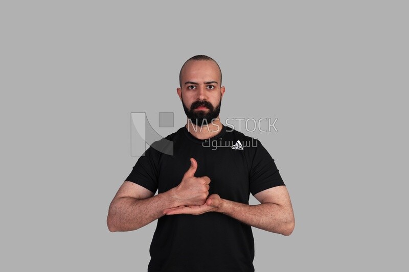 man using sign language, disabled people, patients, sign language, Model
