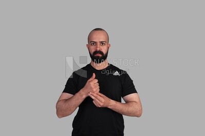 man using sign language, disabled people, patients, sign language, Model