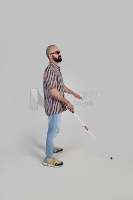 blind man walking with a white cane, patient, medicine and health care concept, medical professions and jobs, disabled people