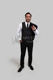 Photo of a businessman with a formal suit putting his hand in his pocket, business development and partnerships, business meeting, Model