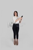 Photo of a businesswoman with formal wear checking the phone, business development and partnerships, business meeting, Model