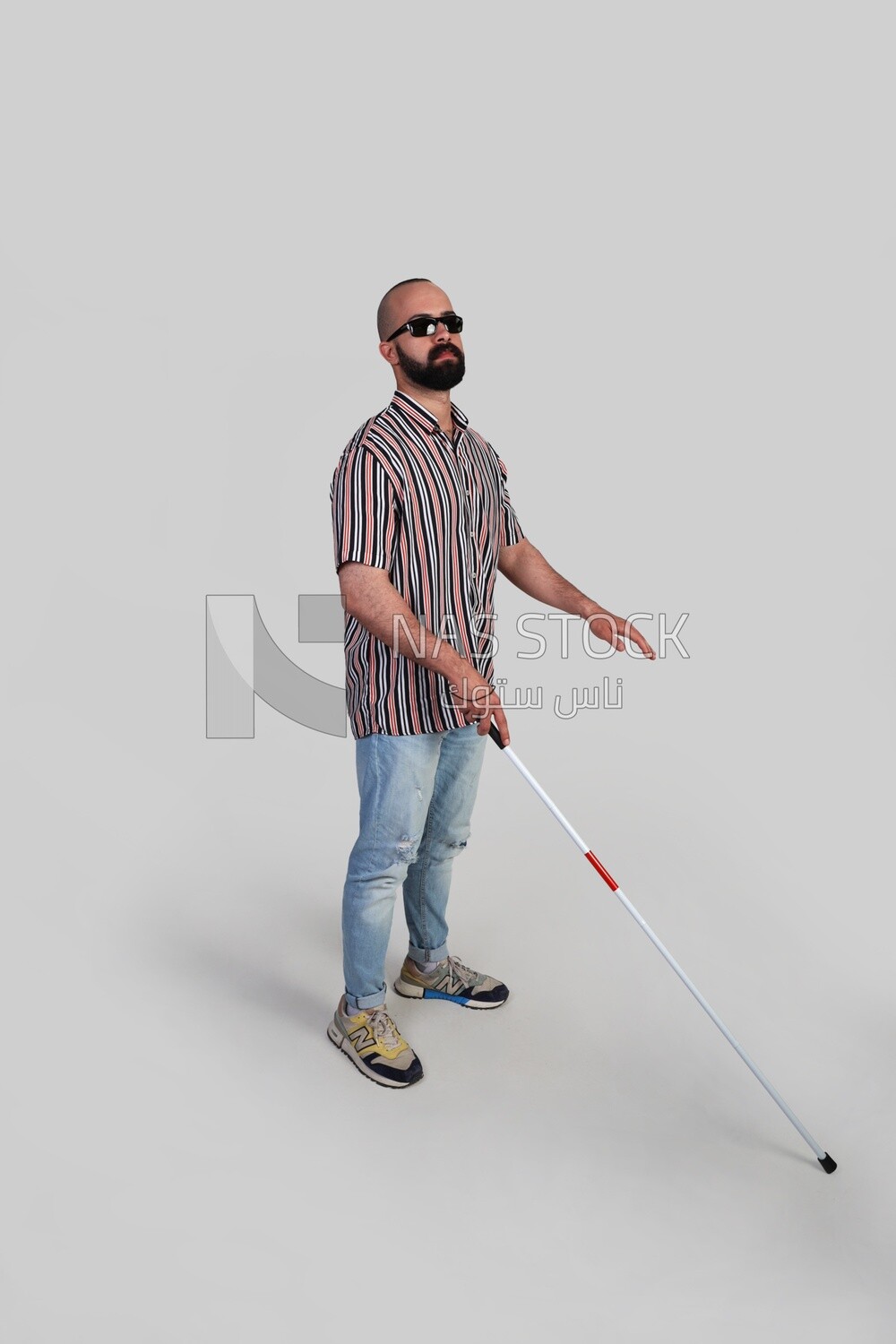 blind man walking with a white cane, patient, medicine and health care concept, medical professions and jobs, disabled people