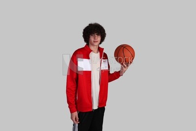 man with a basketball  on a isolated white background