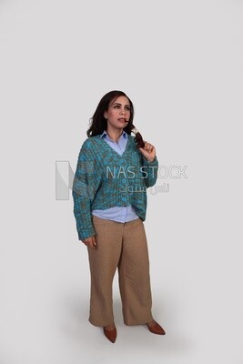 woman thinking with glasses in her mouth