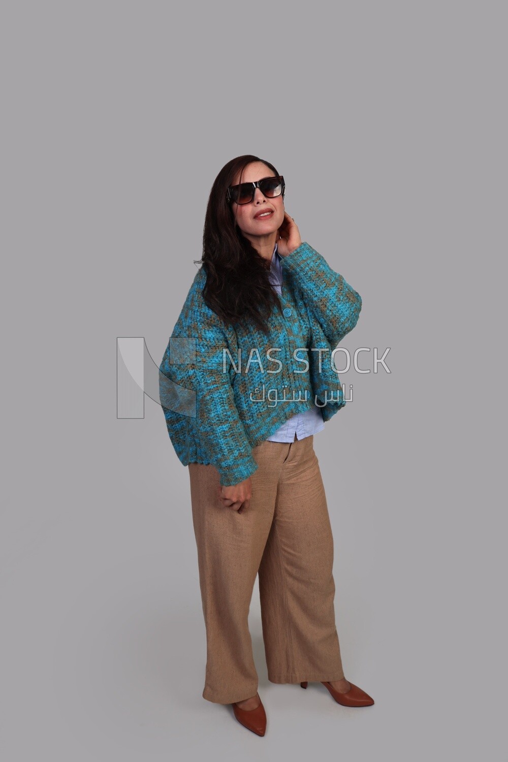 model showing her sunglasses