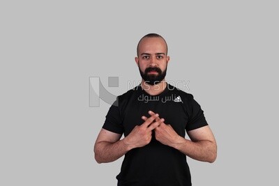 رجل يستخدم لغة الإشارة ، والمعاقين ، والمرضى ، ولغة الإشارة ، موديل