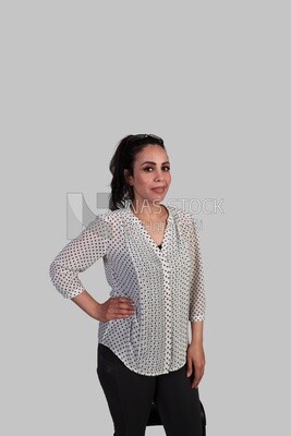 woman with tied hair and summer clothes