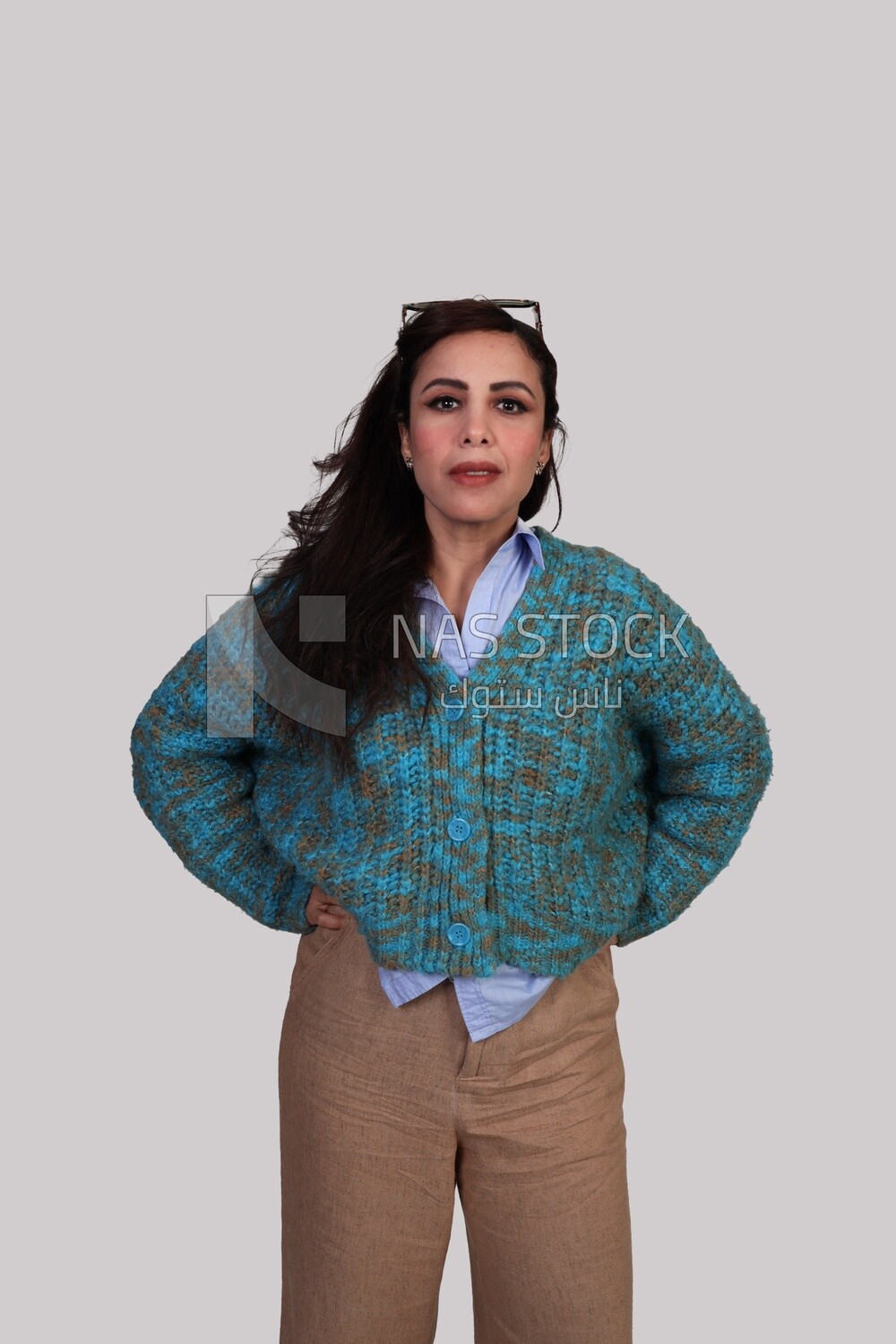 woman in autumn clothes with long hair