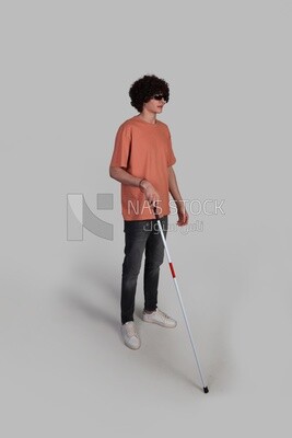 blind young man wearing glasses