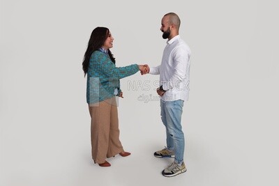 Girl shaking hands with her boyfriend