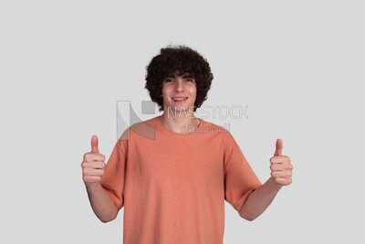 young man with thumbs up