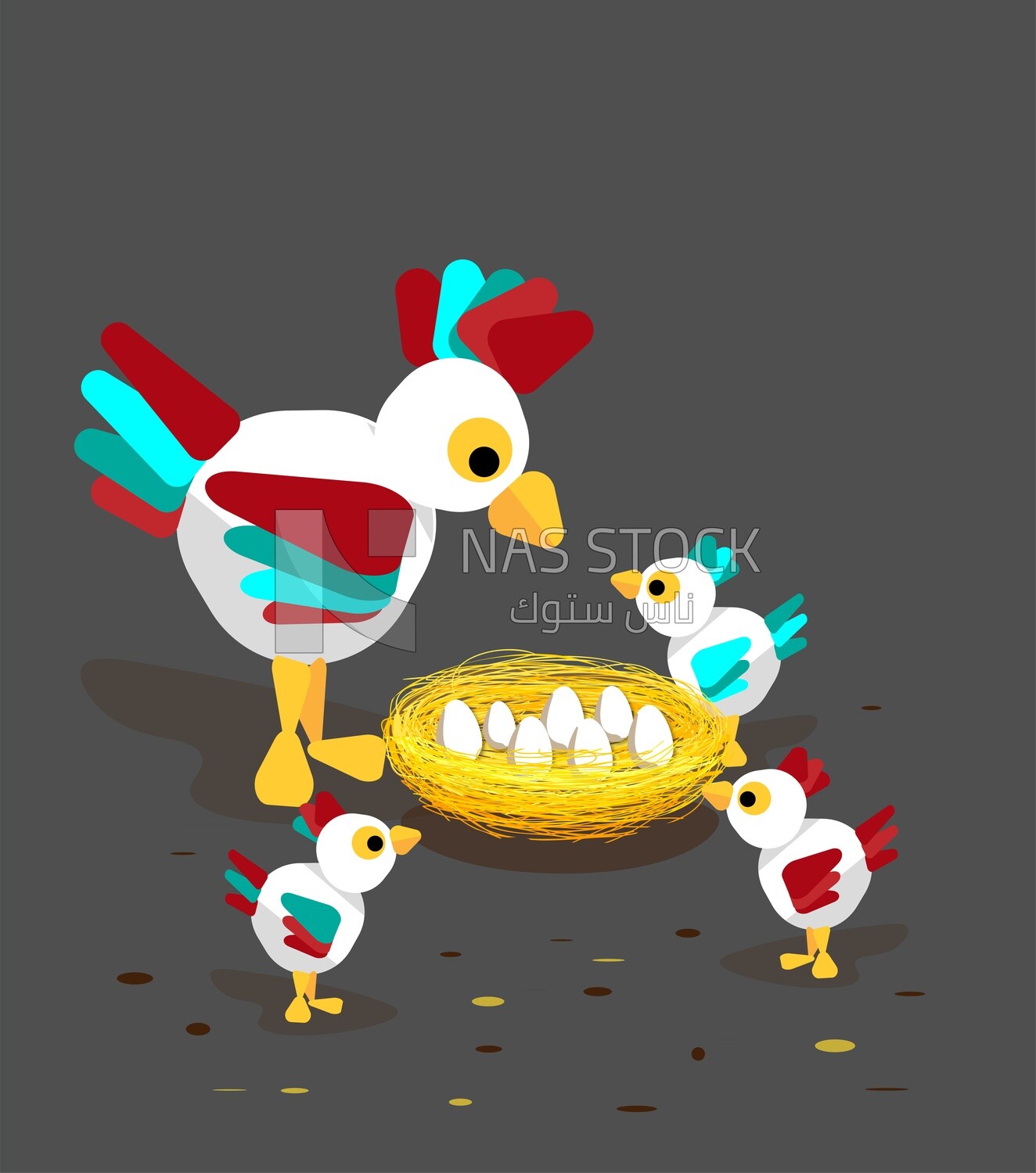 Vector design for Hen and her babies