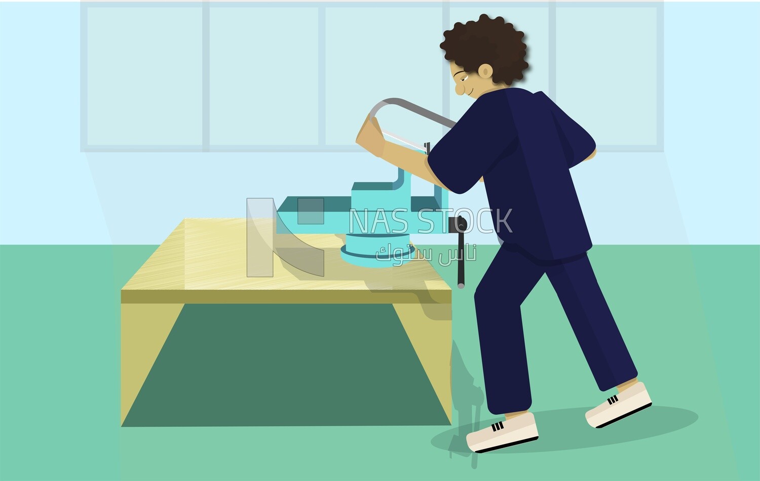 Vector design for a young man working in carpentry