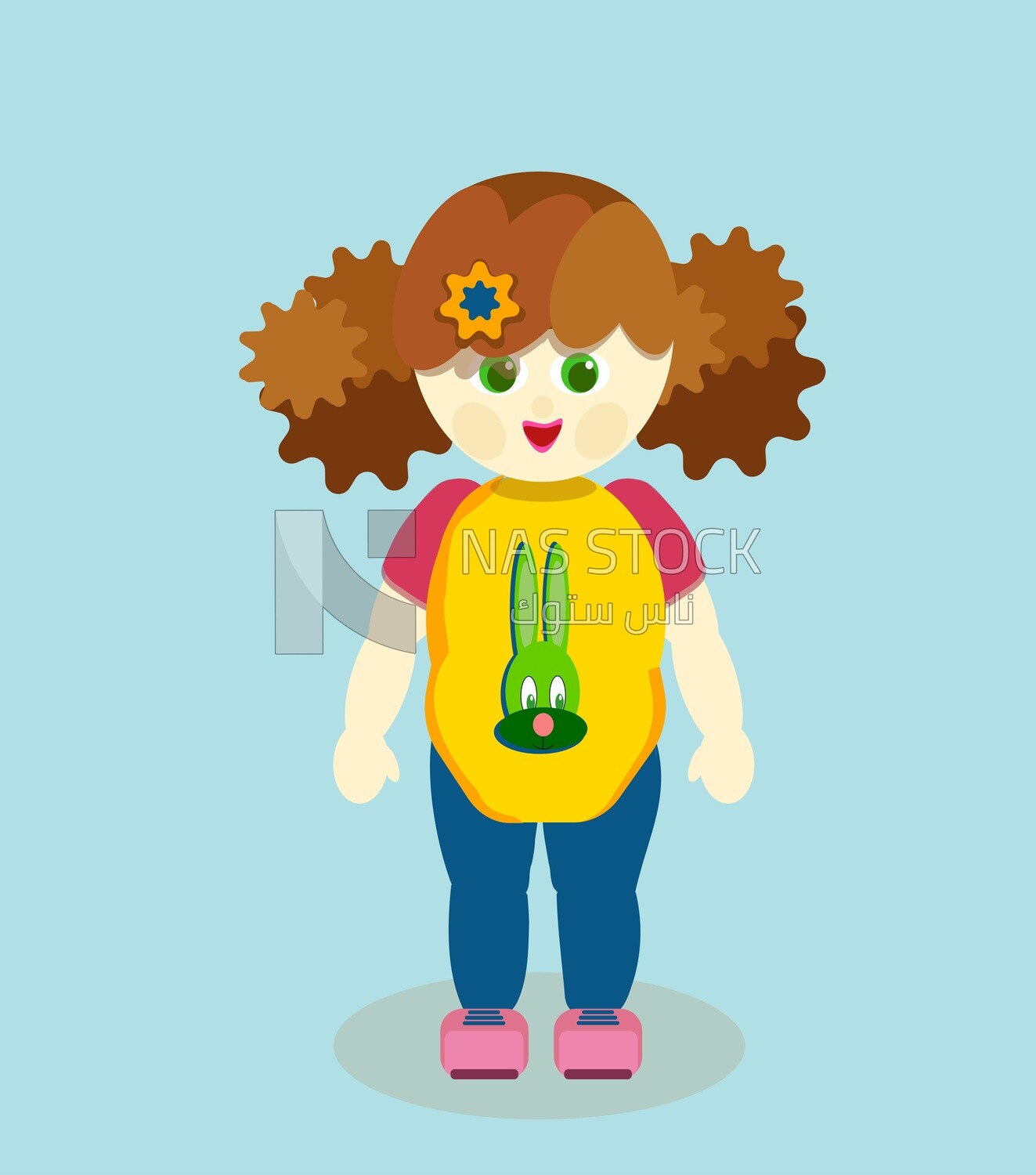 Vector design of cute little girl in colorful clothes