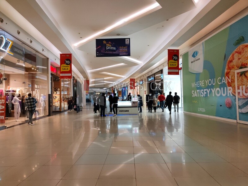 Group of well-known stores with famous brands inside the Mall of Arabia in 6th of October City, Egypt