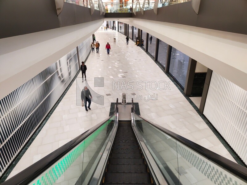 Escalators leading to the ground floor in Mall of Arabia, 6th of October City, Egypt, commercial and shopping malls