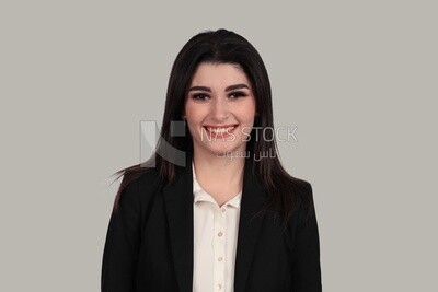 Photo of a businesswoman with formal wear standing on a white background, business development and partnerships, business meeting, Model