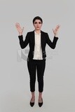 Photo of a businesswoman with formal wear standing on a white background, business development and partnerships, business meeting, Model